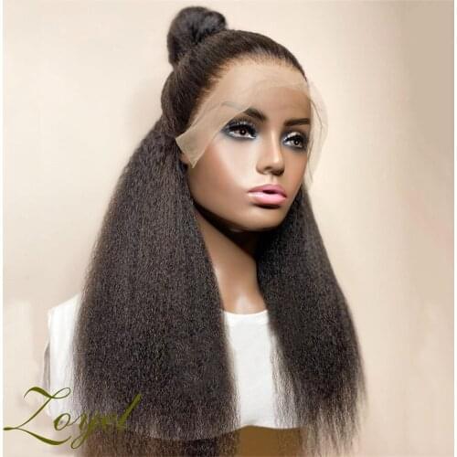 Yaki Straight Lace Front Synthetic Wig Long Straight Heat Resistant Fiber Pre Plucked Wig with Natural Hairline Daily Wigs