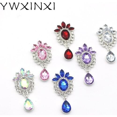YWXINXI 10Pcs new exquisite and shiny alloy rhinestone flat brooch accessories, romantic wedding hair ornament decoration