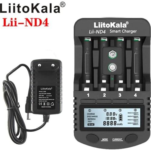 NiMH / Cd charger aa aaa charger LCD display and test battery capacity For 1.2 V aa aaa and 9V batteries Lii-ND4