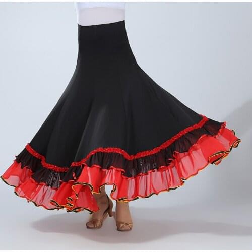 Women Lady Ballroom Dance Skirts Costume Waltz Modern Dancing Skirts Flamenco Training Dancer Performance Outfit Apparel