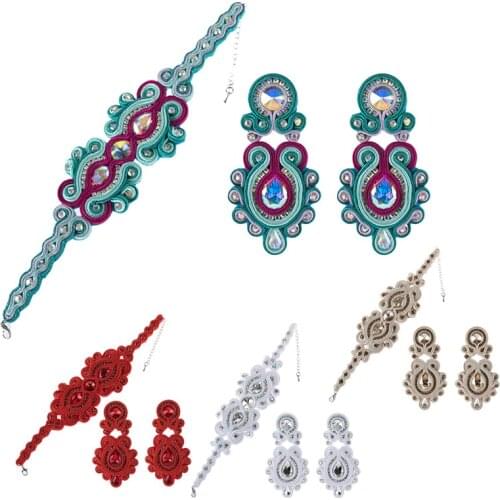 KpacoTa Soutache jewelry making Earrings Bracelets Set jewelry Handmade Soutache Earring delicate bracelet women Fashion Weaving