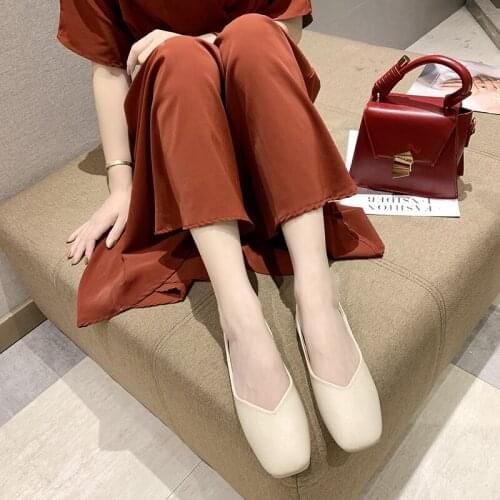 Ladies flat shoes spring new comfortable square head soft sole casual wild shopping walking sweet gentle platform shoes U19-59