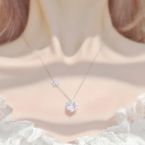 925 Sterling Silver Snowfake Charm Pendant Choker Korean Necklace For Women Statement Wedding Christmas Jewelry dz593