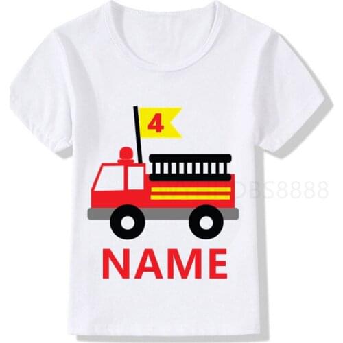 1-10 New Summer Baby Boys Girls Fireman Clothes Short Sleeve O-neck T Shirt Pure Fire Truck T-shirt Brand Tee Tops Unisex