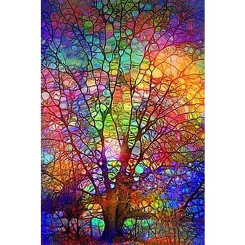 100% Diamond Painting Colorful Trees landscape 5D Rhinestone Paint By Number Embroidery Art Decor XN1472