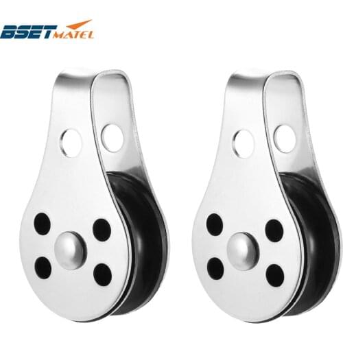 2PCS Stainless Steel 316 Pulley Blocks Rope Runner Kayak Boat Accessories Canoe Anchor Trolley Kit for 2mm to 8mm Rope