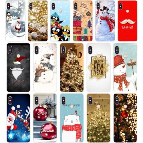 266H happy New Year merry Christmas Snow Soft Silicone Tpu Cover phone Case for xiaomi redmi 6 pro 5 plus note 6 pro 4 4x mi 8