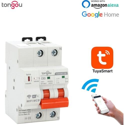 2P WIFI Circuit Breaker Timer Remote Control with Overload and Overvoltage/Undervoltage Protection Intelligent Reclosing Switch