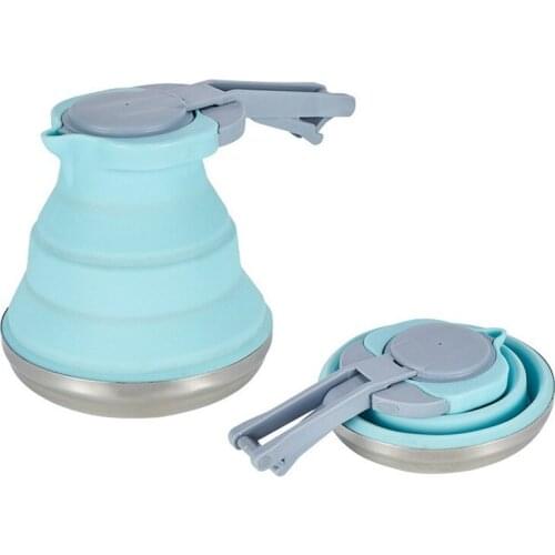 3 Colors Portable Folding Silicone Water Kettle 1.5L Water Pot Outdoor Camping Travelling Hiking Kitchen Tools Tea Coffee Kettle