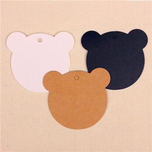 300pcs 6*6cm Kraft paper bear small label lottery card blank decoration greeting card label cards handmade
