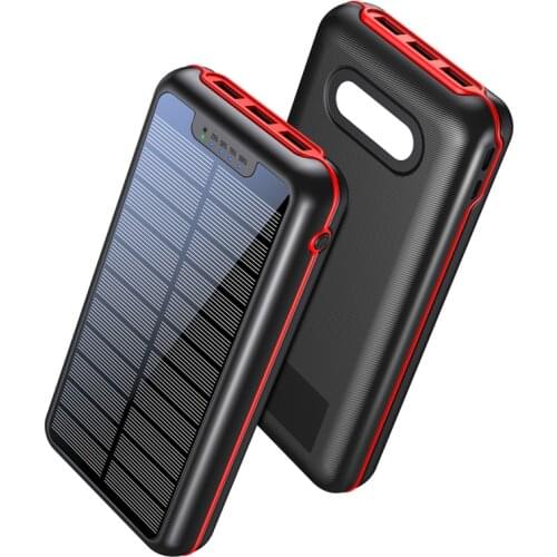 30000mAh Solar Powerbank For Samsung S21 iPhone 12 Xiaomi Power Bank External Battery Portable Charger Poverbank with Flashlight