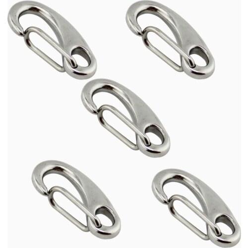 5Pcs Egg Shape Spring Snap Hooks Marine 316 Stainless Steel Multifunctional Hiking Camping Belt Carabiner Quick Release Hook