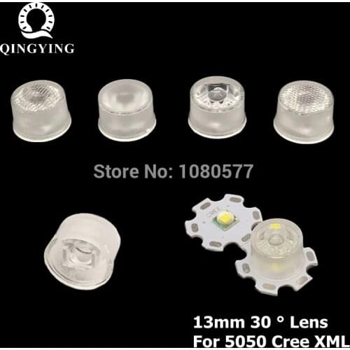 50pcs 13mm CREE LED Lens 30 Degree Optical PMMA Lenses Holder SMD 5050 XML XML2 XML-L2 Plano Reflector Collimator