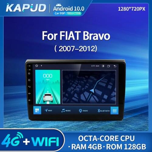 Kapud Android 10.0 Car Audio 9" Multimedia Player For Fiat Bravo 2007-2012 2.5D No DVD Navigation GPS