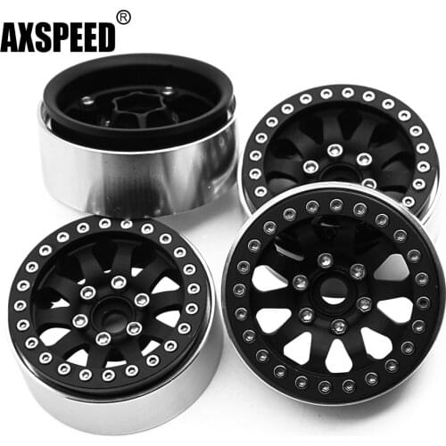 AXSPEED 4pcs/lot 1/10 RC Rock Car CNC Alloy 1.9 inch Beadlock Wheel Rim For SCX10 CC01 F350 D90 High Quality