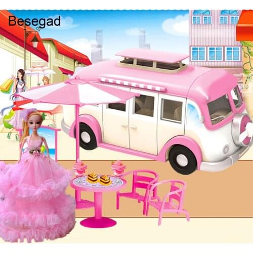 Besegad Fashion Cute Simulation Motorhome Camper Car Toy Accessories Compatible for Kids Children Girl Birthday Gift Prented Toy