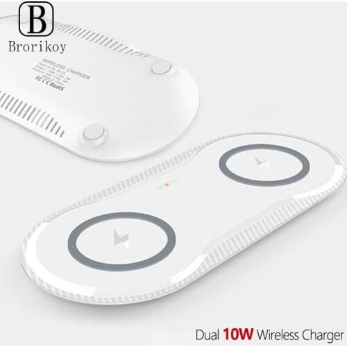 Wireless Charger Pad For iPhone 11Pro Max X XS Samsung S20 Ultra S10e Note 9 8 Support Two Phone 10W Qi Wireless Fast Chargers