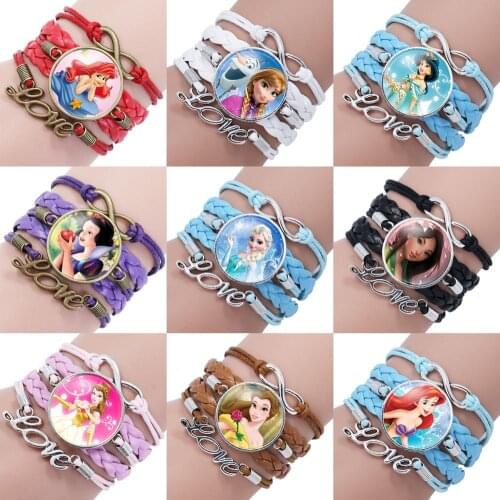 28 Styles Disney Frozen 2 Elsa Anna Princess Cartoon Bracelet Action Figure Toys Lovely Wristand Girl Gifts Toys Make Up Jewelry