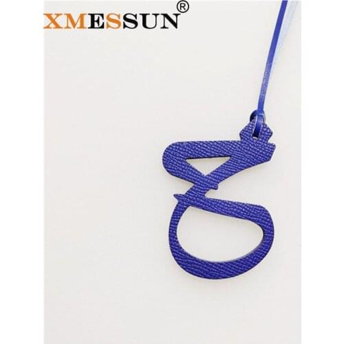 Wholesale Luxury Genuine Natural Leather Character Alphabet Arabic Letter J Keychain Backpack Pendant Ladies Women Bag Charm