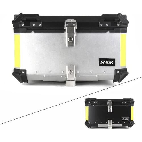 55L 65L Tail Motorcycle Top Luggage Storage Case Tool Box Helmet Rear Trunk Lock Toolbox Universal Removable Waterproof Aluminum