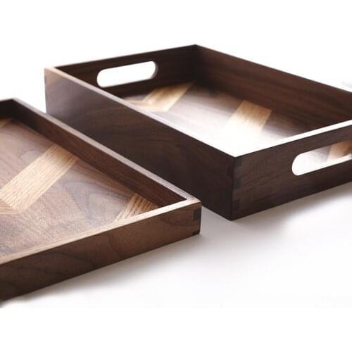 Wooden Tray Board Black Walnut Red Oak Granarind Large Solid Wood Tray Tea Plate Collection Plate Tray for Decoration Tea Set