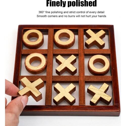 Wooden XO Chess Board Game Toy Funny Parent-Child Interaction Game Board Intelligent Puzzle Game Educational Toy For Kids