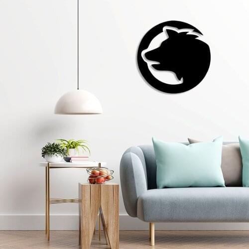 Wolf Facing Left Carefully Wall Room Accessory Wooden Table 50x49cm