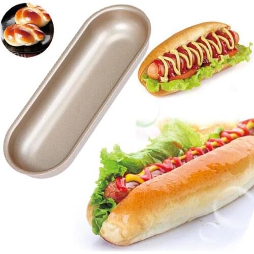 Hot Dog Mold Bun Pan Hotdog Bread Mould Non Stick Bakeware 7 Inch Oval Mold Kitchen Accessories Baking Tools