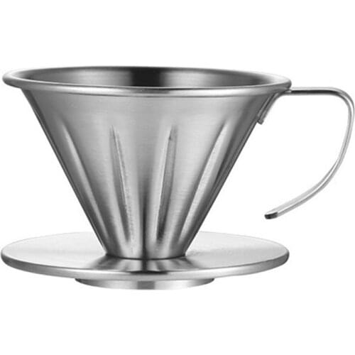 Coffee Dripper, V60 Stainless Steel Coffee Filter Durable Coffee Funnel Espresso Cone Reusable Pour Over Brew Coffee Filter Tool