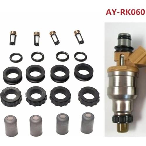4 Sets Fuel Injector Repair Kit Service Kit Filters Grommets Orings for 1988-1991 ISUZU 2.6L L4 15710-58B00(AY-RK060-3)