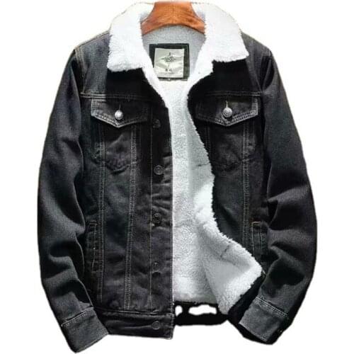 Jackets For Men Brand Winter Thick Denim Jacket Mens Wool Coat Fashion Black Jean Jackets Outwear 2021 Male Cowboy Clothing