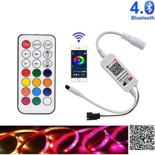 New 21key Bluetooth Pixel Controller DC5V-24V WS2812B Led Strip Light Controller Addressable Strip Smart Bluetooth APP Control