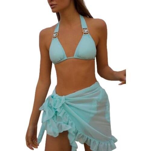 9 Colors Solid Cover-Up Women Colorful Swimsuit Cover Up Summer Beach Ruffles Wrap Swimwear Bikini Cover Up for Ladies One Size
