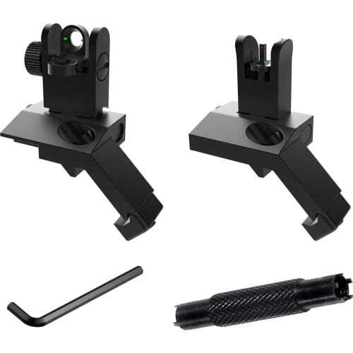 Offset Fiber Optics Flip Up Iron Sight 45 Degree Flip-up Front Rear Red Green Fiber Sights for Picatinny Weaver Rail