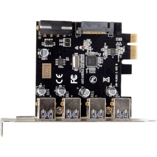 Cablecc CY 5Gbps 4 Ports PCI-E to USB 3.0 HUB PCI Express Expansion Card Adapter for Motherboard
