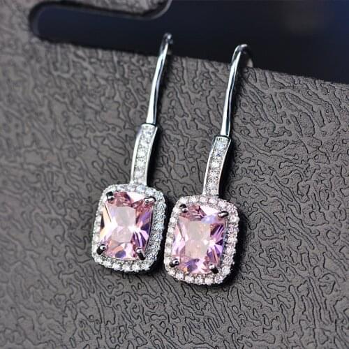 Diamond S925 Sterling Silver Earrings for Women Cute/Romantic Wedding Fine Jewelry Pink/yellow Diamond Luxury Women Earrings