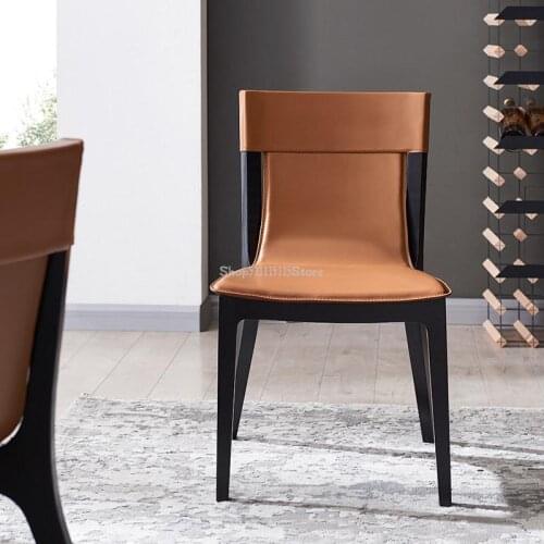 Nordic Designer Creative Light Luxury Solid Wood Dining Chair Saddle Leather Chair Hotel Club Coffee Shop Back Home Chair