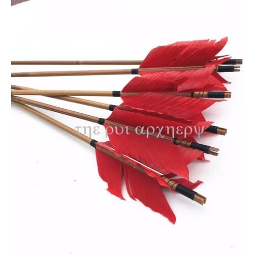 For Practice Targeting Hunting 32inch 6/12/24pcs Flu ArrowsTraditional Bamboo Arrow 4 Feathers Fletching