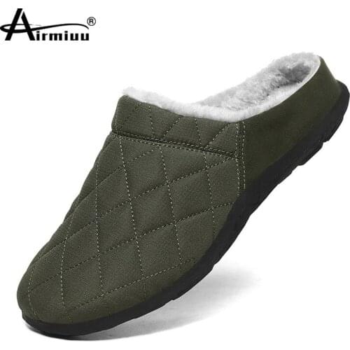 Mens Slippers Home Antiskid Sewing Interior Slipper Men Casual Warm Flat Shoes Winter Plush Male House Shoes Plus Size 48