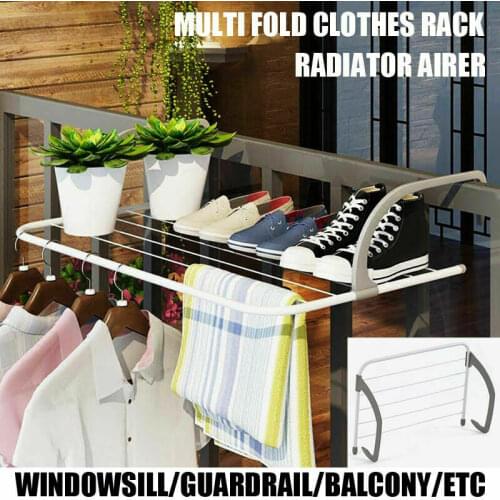 Bathroom Products Radiator Towel Clothes Folding Pole Airer Dryer Drying Rack 5 Rail Bar Holder Home Decoration Accessories