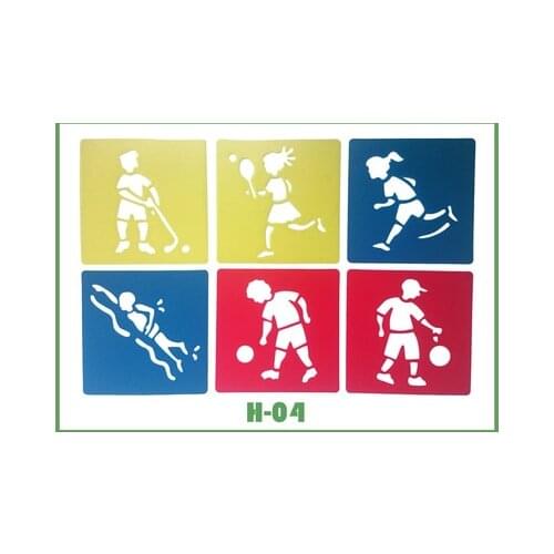6pcs/set Sports Stencils Suit Childrens painting template Kids Drafting Stencil Gift