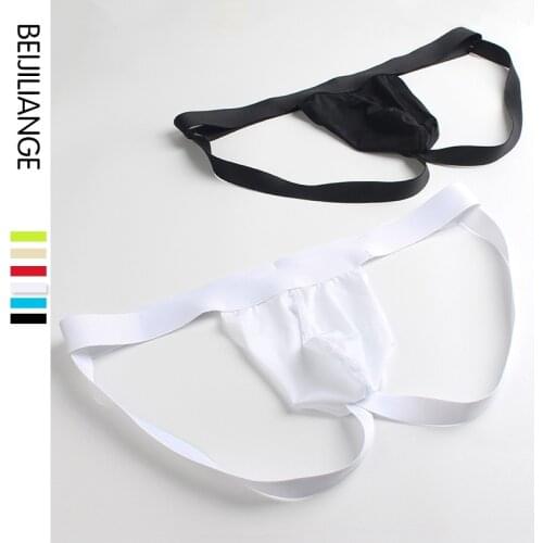 Mens Underpants Breathable Solid Underwear Sexy Underwear G-Strings & Thongs Mens Briefs Sexy Buttocks Hollow Jockstrap