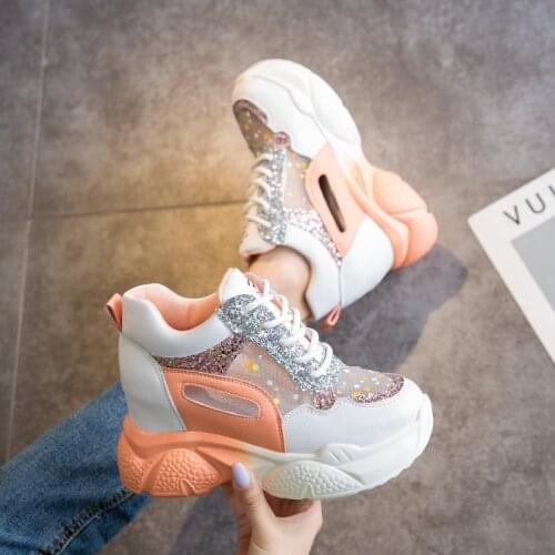 Women Chunky Sneakers 2021 Fashion Platform Sneakers Ladies Brand Wedges Casual Shoes For Woman Leather Sports Dad Shoes