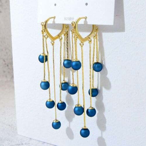 CINDY XIANG New Arrival Blue Color Ball Drop Earrings For Women Fashion Summer Cute Earrings Luxury Copper Cubic Zircon Jewelry