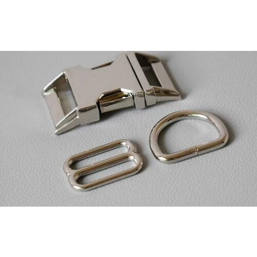 10 sets （metal buckle+8 buckle+D ring set) Adjustment DIY Accessories High Quality Plated Metal accessories-sliver