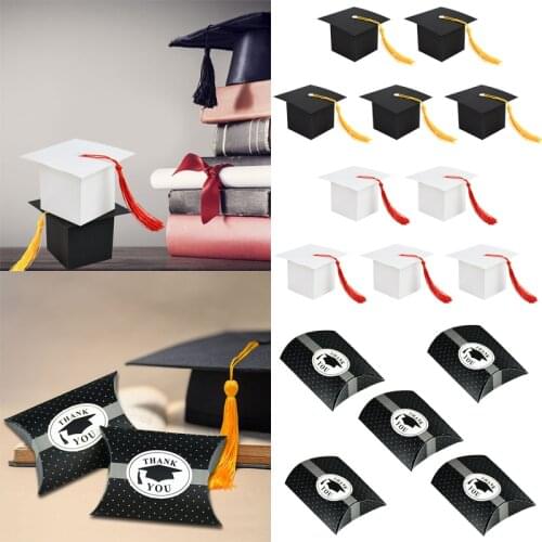 10Pcs Doctor Hat Cap Candy Box For 2021 Graduation Celebration Party Gift Packaing Box Favors Boxes Graduation Cookie Box