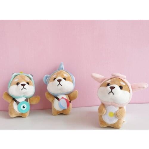 13cm Corgi action figure satchel pendant plush doll bag pendant car key chain akitas Plush toys Turns into a dog