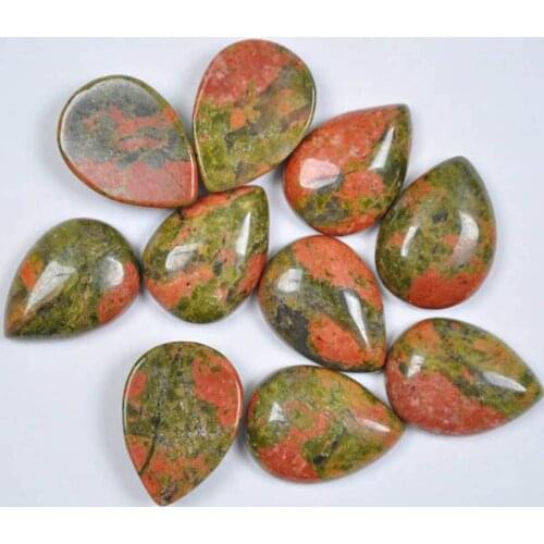 18x13MM Unakite Epidote Bead Teardrop CAB GEM Jewelry Making (10 pcs/lot) H118