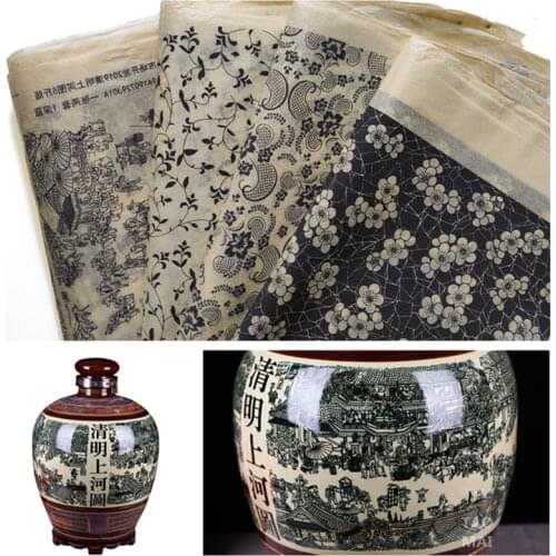 3PCS Pottery Art Transfer Paper Glaze Underglaze Black Flower Paper High Temperature Ceramic Decals DIY Polymer Clay Tools