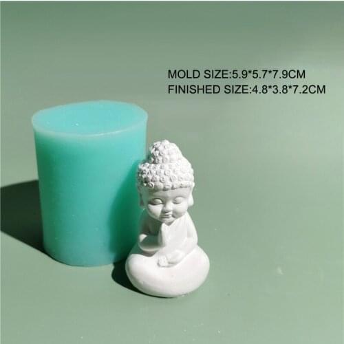3D Small Buddha Statue Silicone Mold Candle Molds Handmade Statue Porcelain Plaster Cement Mould Baking Decorating Tools Crafts